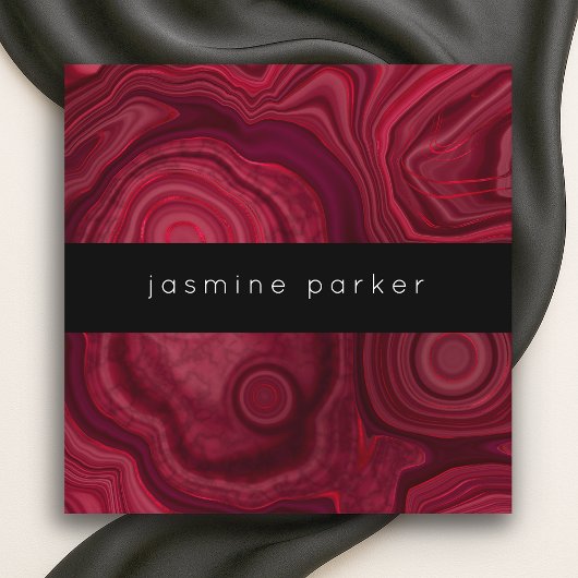 深いバラ抽象芸術瑪瑙マーブルパターン スクエア名刺