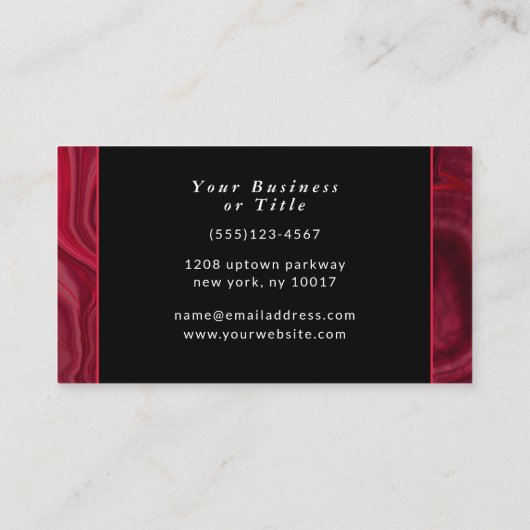 深いバラ抽象芸術瑪瑙マーブルパターン 名刺 (裏面)