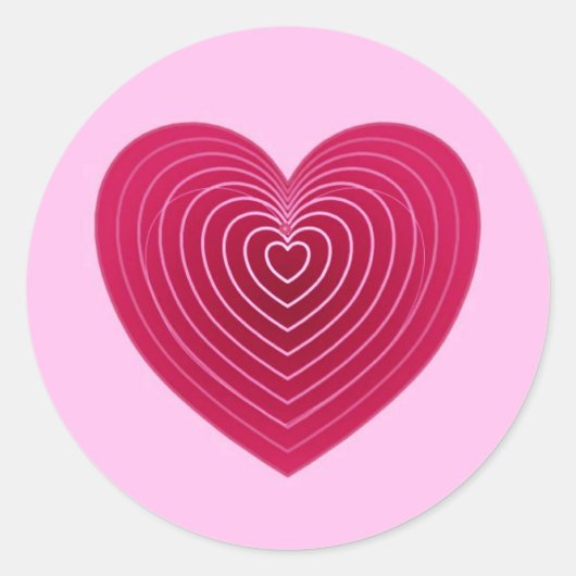 深いバラ赤いハートのピンク色淡い色のの背景 ラウンドシール (正面)
