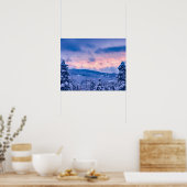 深いパウダー//火のオレンジと青の夕日 ポスター (キッチン)