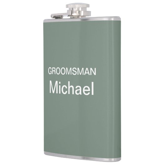 深いパーソナライズされたセージグリーン フラスク (左)