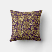 深いパープルおよび金ゴールドフローラのマスク クッション (裏面)