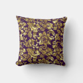 深いパープルおよび金ゴールドフローラのマスク クッション (正面)