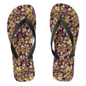 深いパープルおよび金ゴールドフローラのマスク ビーチサンダル (フットベッド)