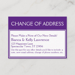 深いパープルのアドレス・カードのホワイトチェンジ 名刺