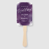 深いパープルウォーター色結婚式 プログラムハンドファン ハンドファン (正面)