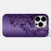 深いパープルエレガントフローラレースオンパープルケースマット Case-Mate iPhoneケース (裏面 (横))