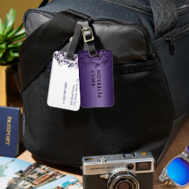 深いパープルエレガントフローラレースオンパープル ラゲッジタグ