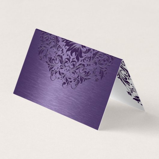 深いパープルエレガントフローラレースオンパープル 名刺 (裏面)