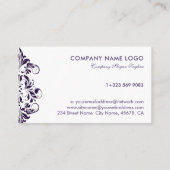 深いパープルエレガントフローラレースオンパープル 名刺 (裏面)