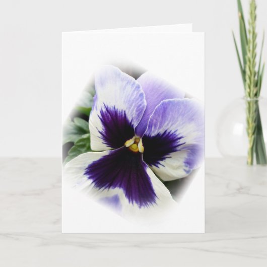 深いパープルオンホワイトパンジー カード (正面)