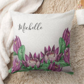 深いパープルキングプロテアウォーターカラーアート クッション (ブランケット)