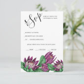 深いパープルキングプロテアウォーターカラーアート 出欠カード (スタンド正面)