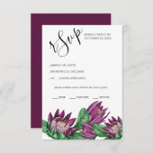 深いパープルキングプロテアウォーターカラーアート 出欠カード (正面/裏面)