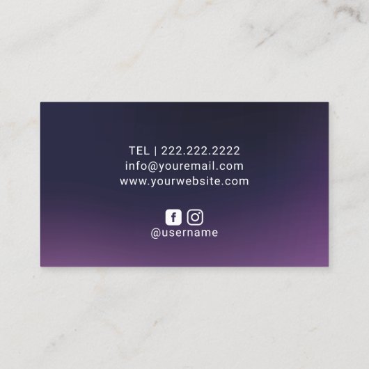 深いパープルグリッタードリップス金ゴールド瑪瑙美しいサロン 名刺 (裏面)