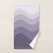 深いパープルグレイ波ストライプ波モダン バスタオルセット (ハンドタオル)