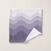 深いパープルグレイ波ストライプ波モダン バスタオルセット (ウォッシュタオル)