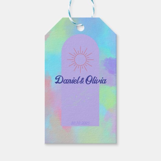 深いパープルソフト結婚物 ギフトタグ (正面)