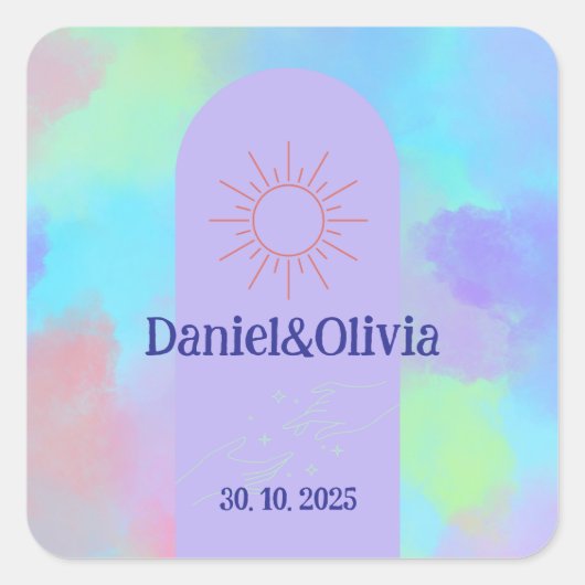 深いパープルソフト結婚物 スクエアシール (正面)