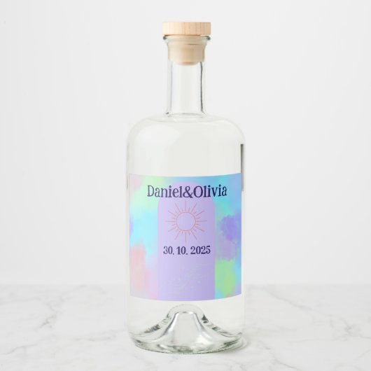 深いパープルソフト結婚物 リキュールボトルラベル (正面)