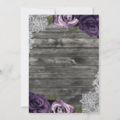 深いパープルバラグレイ素朴ホワイトレース結婚ズ 招待状 (裏面)
