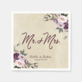 深いパープルピオニー結婚ズフローラ スタンダードカクテルナプキン (正面)