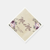 深いパープルピオニー結婚ズフローラ スタンダードカクテルナプキン (角)