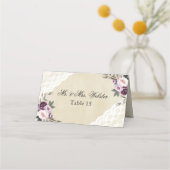 深いパープルピオニー結婚ズフローラ プレイスカード (裏面)