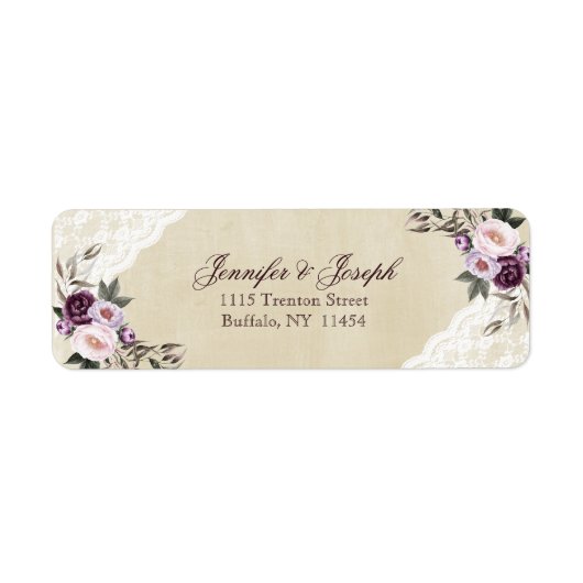 深いパープルピオニー結婚ズフローラ ラベル (正面)