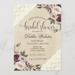 深いパープルピーニーズブライダルシャワー招待 招待状