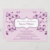 深いパープルフローシュブライダルシャワー招待 招待状 (正面/裏面)