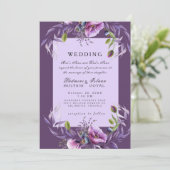 深いパープルフローラインディアンスタイル結婚式招待状 招待状 (スタンド正面)