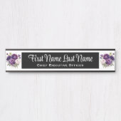 深いパープルフローラオフィスドアシンボルや象徴名プレート サインプレート (正面)