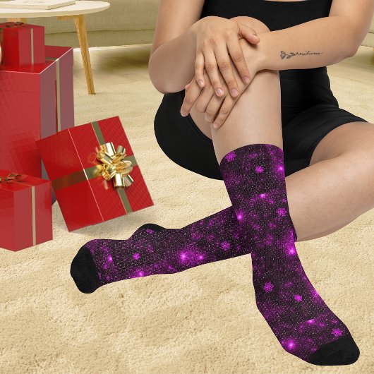 深いパープルブライト雪片オールオーバープリントソックス ソックス