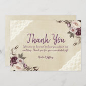 深いパープルプー結婚ニーフローラサンキューカード サンキューカード (正面/裏面)