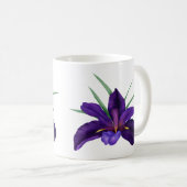 深いパープルボグウォーターアイリスイラストレーション コーヒーマグカップ (正面右)