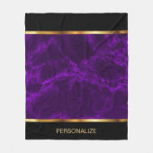 深いパープルマーブルアンド金ゴールド フリースブランケット (正面)