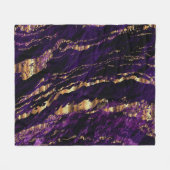 深いパープルマーブルデザイン フリースブランケット (正面(横))