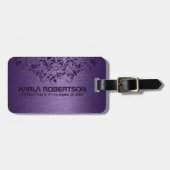 深いパープルメタリック&パープルレース ラゲッジタグ (正面横)