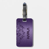 深いパープルメタリック&パープルレース ラゲッジタグ (裏面縦)