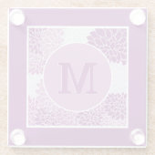 深いパープルモノグラムのダリアフローラ ガラスコースター (裏面)