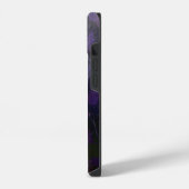 深いパープルリーフ抽象芸術 iPhoneケース (左側面)