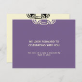 深いパープル結婚デコのエンクロージャRSVP応答 出欠カード (正面/裏面)