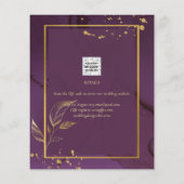 深いパープル葉金ゴールドウェディング招待 チラシ (裏面)
