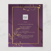 深いパープル葉金ゴールドウェディング招待 チラシ (裏面)