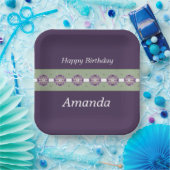 深いパープル(フローラアクセント) ペーパープレート (パーティー)