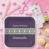 深いパープル(フローラアクセント) ペーパープレート (パーティー)