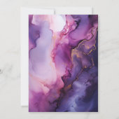 深いパープル、ラベンダーおよびバラ金ゴールドイン結婚クス 招待状 (裏面)