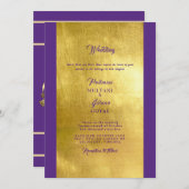 深いパープル&金ゴールドインディアンスタイル結婚式招待状 招待状 (正面/裏面)