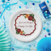 深いビクトリアンレッド&イエローローズ ペーパープレート (パーティー)